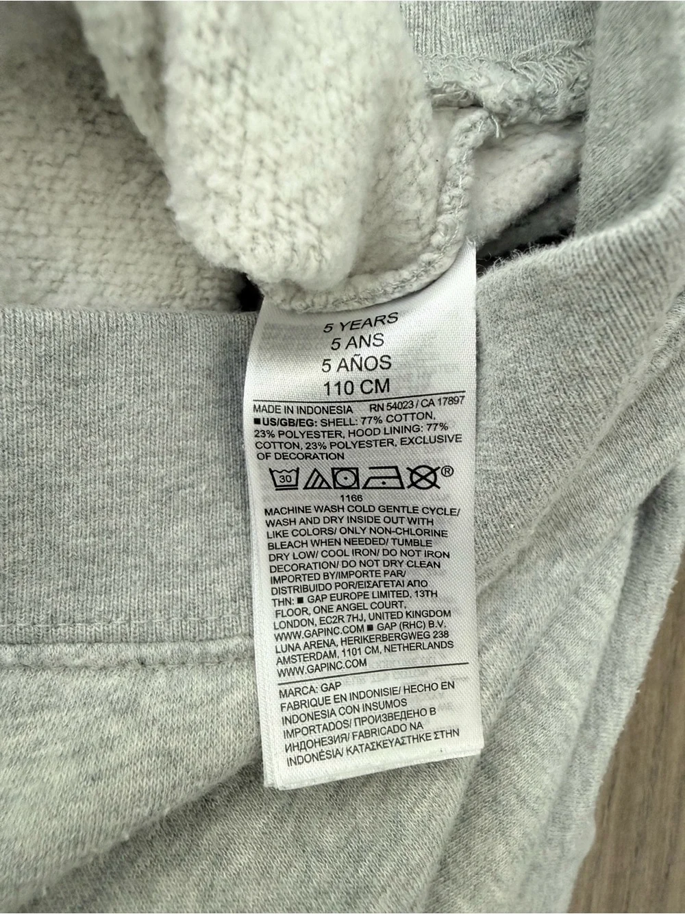 Baby Gap Toddler VintageSoft Relaxed Hoodie Sweatshirt Bear Heathered Grey 5T